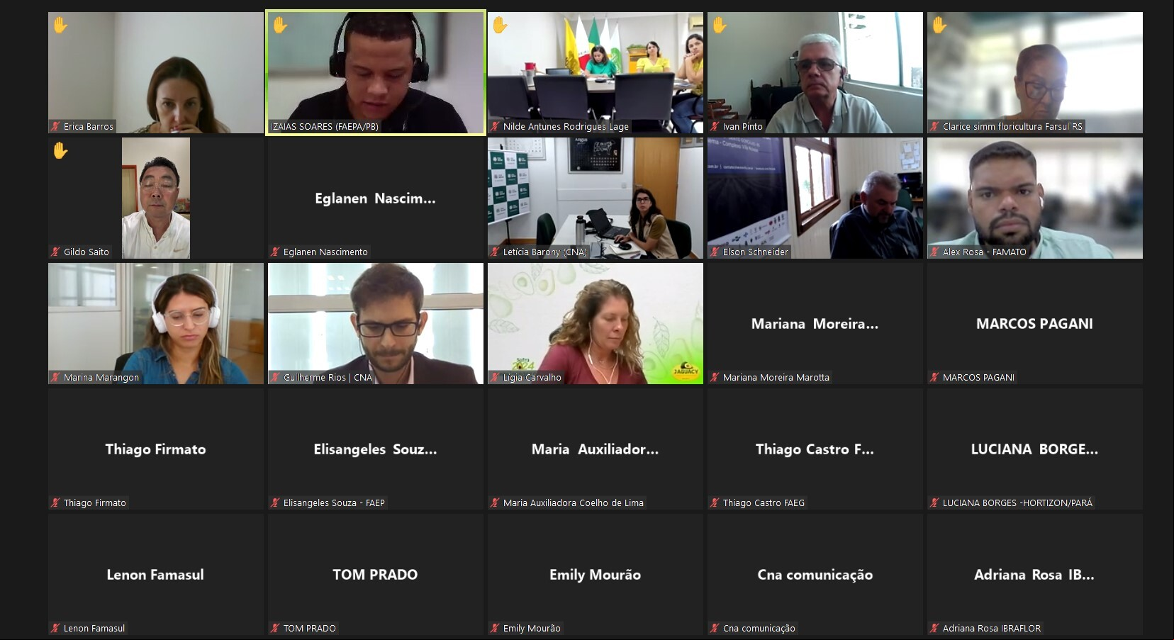 Reunião foi realizada de forma virtual com a presença das federações de agricultura e entidades do setor.