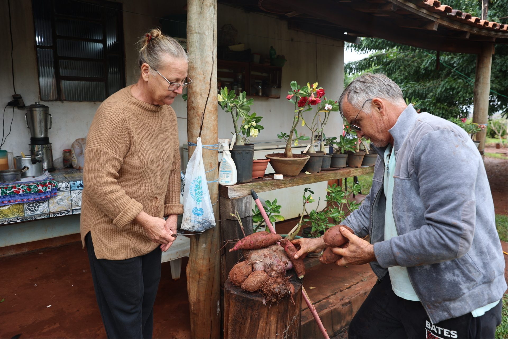 Casal mostra com orgulho tudo o que consegue produzir